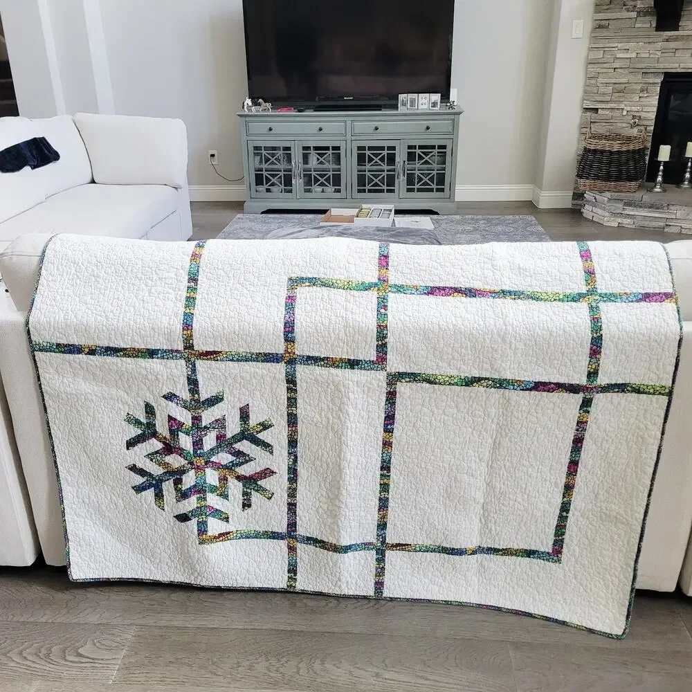 Rare Twin Size Vintage Quilt with Pillow Star design Multicolor